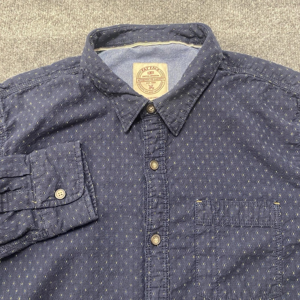 Fat Face Long Sleeve OCBD Button Shirt Mens XL Polka Dot Pattern 100% Cotton